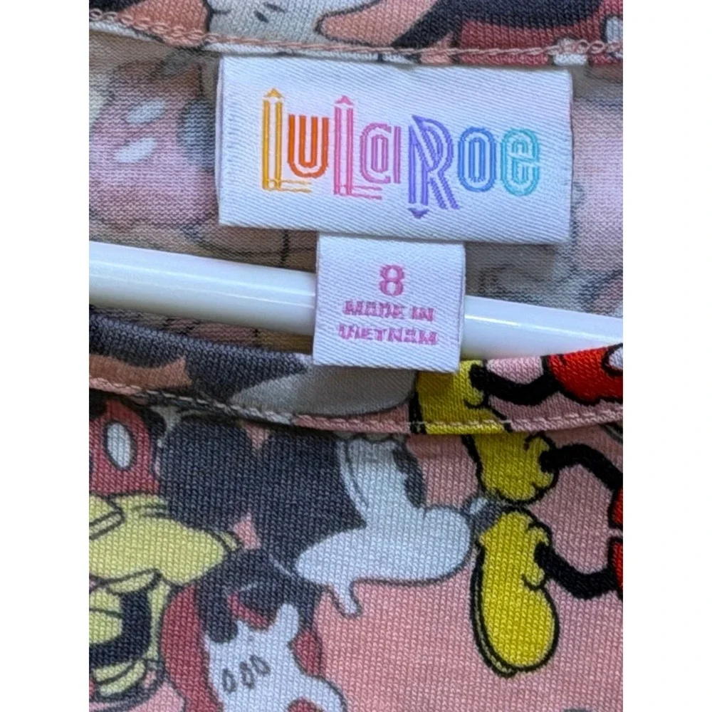 LuLaRoe Disney Mickey Mouse Mae Dress Pink Short Sleeve Pockets Kids Size 8 NWT